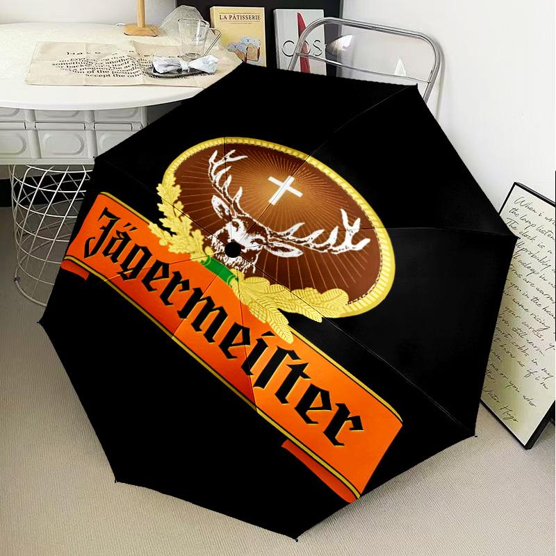 Jager-meister Spirit Drink Umbrella Folding Umbrella, Automatic Umbrella 8-Frame for Travel, Camping Use Gift for Halloween Christmas