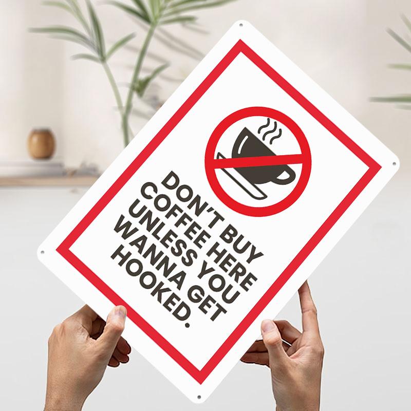 

Funny Coffee Warning Sign Tin Plaque Poster Customized Wall Art Retro Vintage Metal Signs for Man Cave Home Decor Items Room Men 7.9x11.8In(20x30cm)
