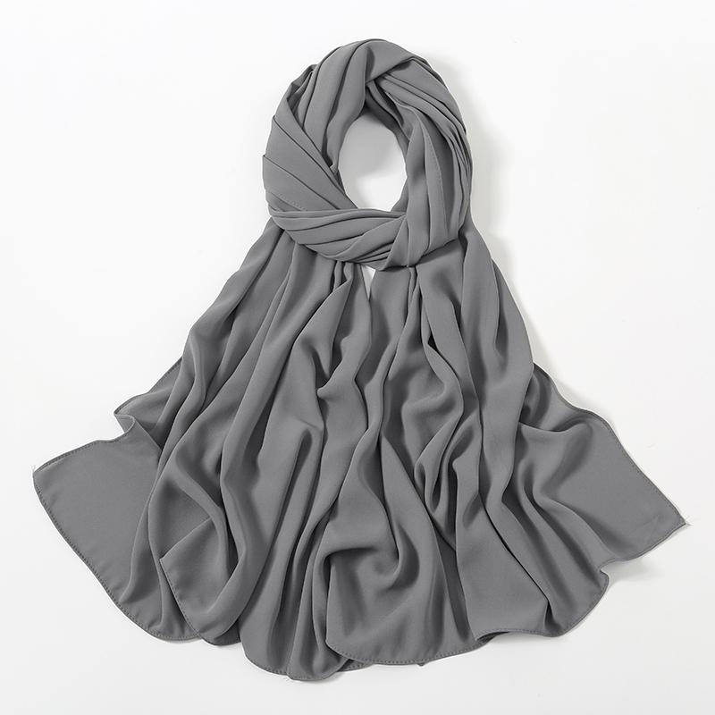 Premium Chiffon Muslim Hijabs Scarf For Women Heavy Weight Chiffon Shawl Headscarf Wrap Foulard Islamic Turban Headband 180*70cm