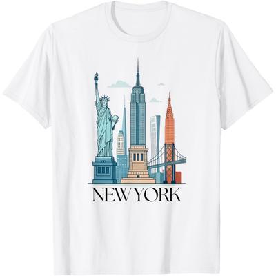 Camiseta Souvenir Skyline de Nova York 2025 Estátua da Liberdade
