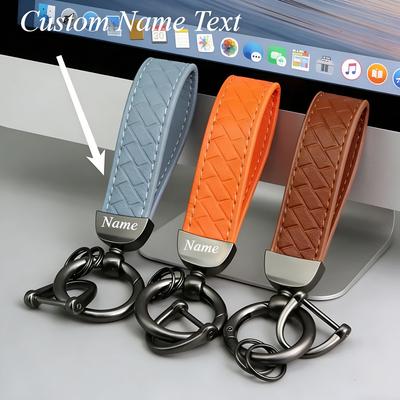 Custom Name Text Logo Car Moto Key Chain Ring Accessories Net-like Metal Keyring Creative Trendy Pendant Leather Keychain Gift
