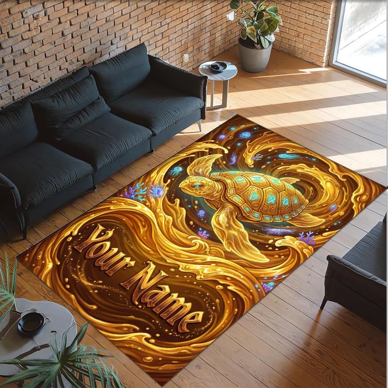 Decorative Artwork Theme Crystal Velvet Rug Personalized Custom Name Text Soft Floor Mat Home Decor