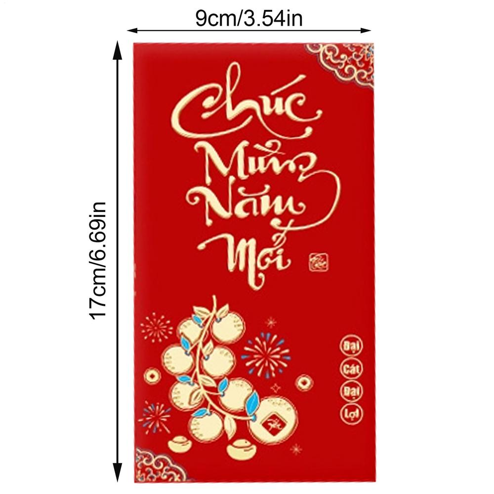 

6 Pieces New Year Red Envelopes Lucky Money Pockets Traditional Vietnamese Decoration For Girlfriend Kids Children Men Women