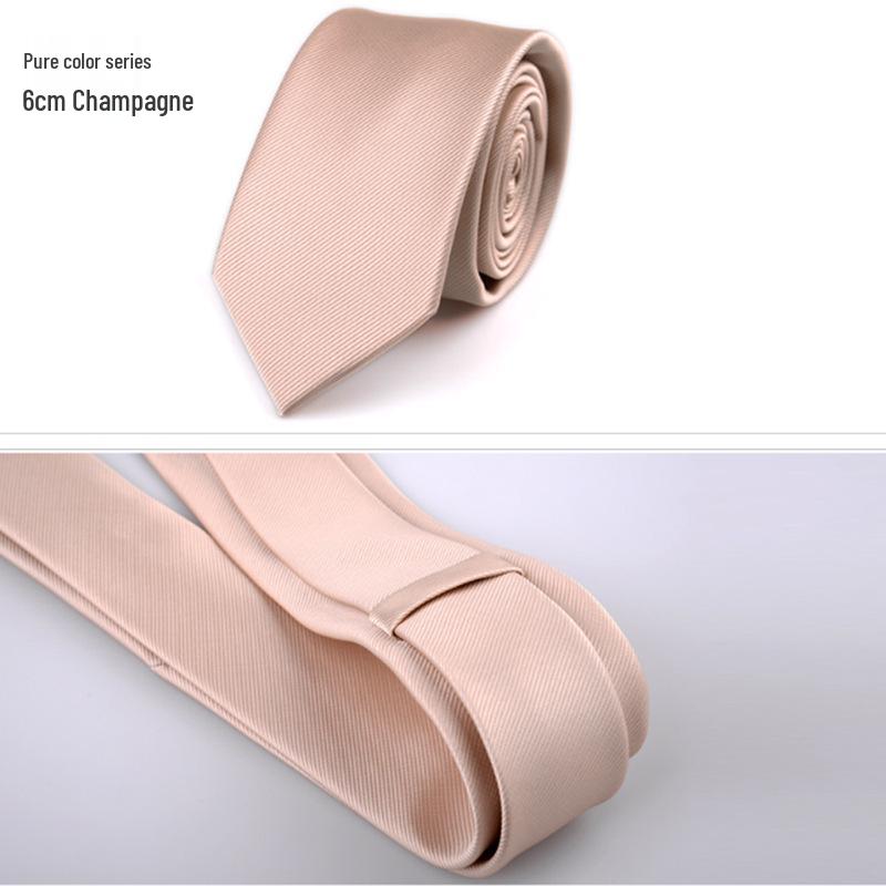 Czarny krawat męski formalny 6 cm w stylu koreańskim - Modny casualowy jednolity kolor poliester jedwab świąteczny biały krawat