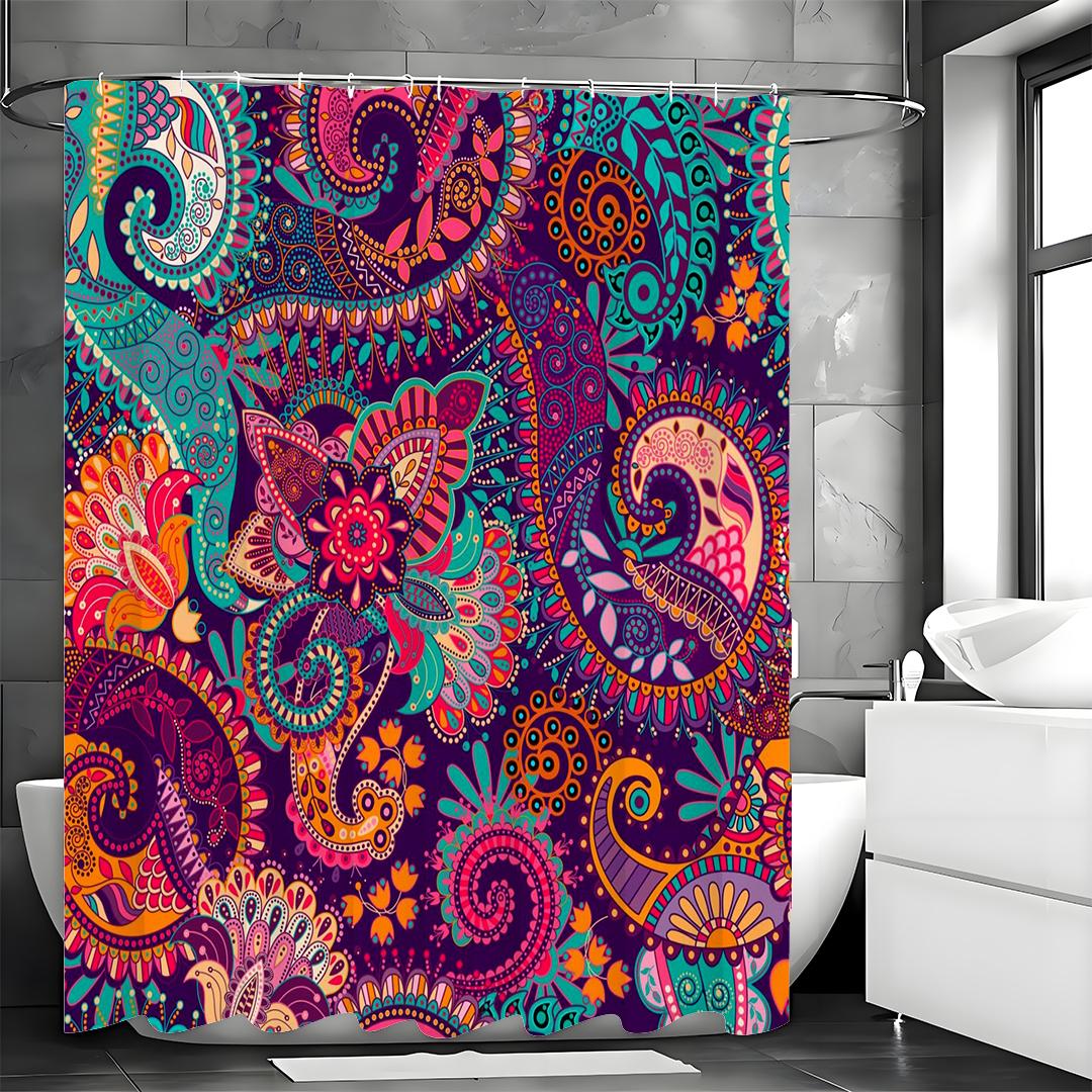 

1 шт. Богемная цветочная шторка для душа, шторка для ванны, водонепроницаемая полиэстеровая ткань Gardon шторки для душа, декор для ванной комнаты, мандала Showe 90*180cm