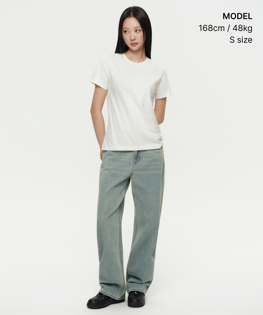 MUSINSA STANDARD WOMAN [Cooltandard] Women'S Basic Crew Neck T-Shirt [Cream]