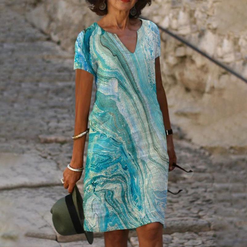 

HNXC Женская мода лето весна короткие рукава V-образный вырез повседневные платья L