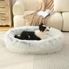 Round Plush Pet Bed for Dogs Cats Fluffy Warm Soft Circle Cushion Mat Detachable Washable Dog Sofa for Kennel Cozy Sleeping Mattress