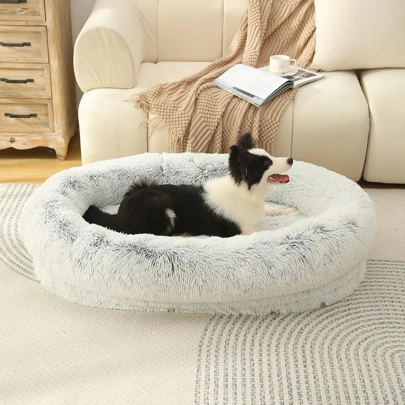 Round Plush Pet Bed for Dogs Cats Fluffy Warm Soft Circle Cushion Mat Detachable Washable Dog Sofa for Kennel Cozy Sleeping Mattress