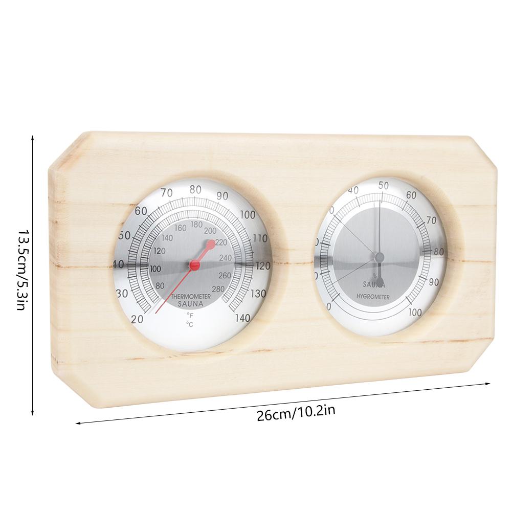 Portable 2in 1 Wood Hygrometer meter Hygrometer Steam Sauna Room Accessories