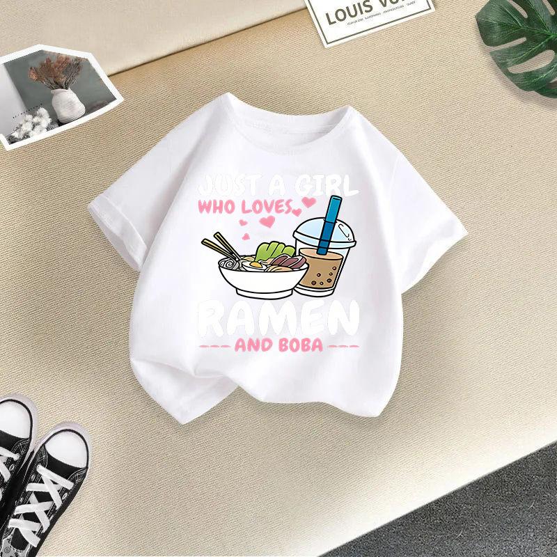 Dívčí tričko top 2-13 let volný střih ležérní kulatý výstřih krátký rukáv chlapecké tričko módní potisk krátký rukáv