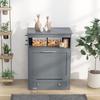 Pet Feeder Station, Dog, Cat Storage Container, with Raised Bowls, Hanger, Cabinet - Grey