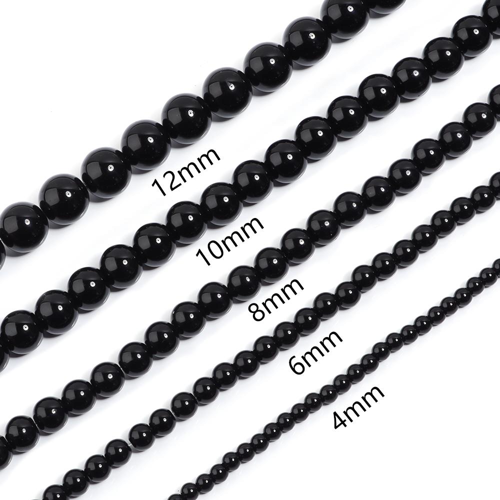 4 6 8 10 12mm Black Glass Beads Smooth Round Loose Spacer Beads For Jewelry Making DIY Handmade Bracelets Necklace Accessories