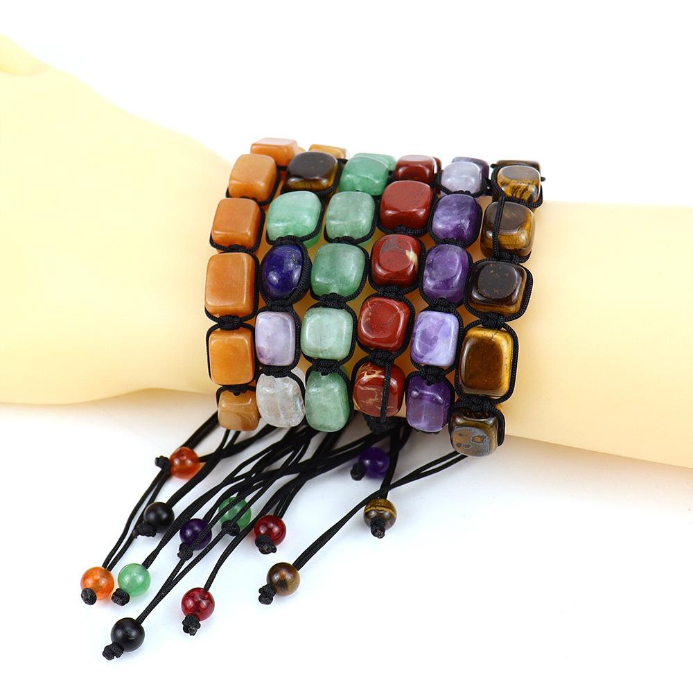 Hand-Woven Colorful Crystal Bracelet Rectangular Stone Yoga Bracelet B62