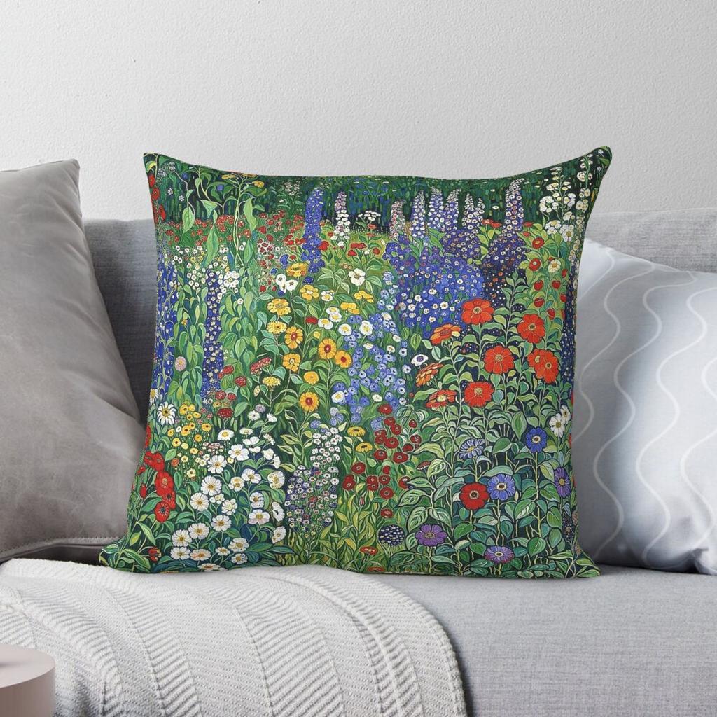 Gustav Flower Garden Square Pillowcase Polyester Linen Velvet Creative Zip Decorative Pillow Case Car Cushion Cover