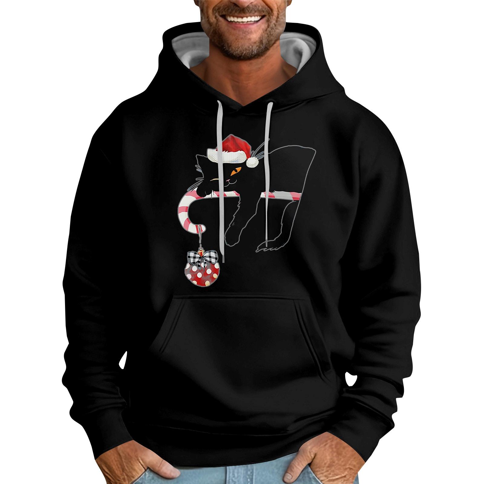 

Свободное мужское худи с рождественским принтом L чёрный