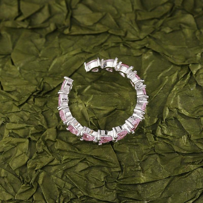 Super Shimmering Pink Personalized Ring with a High-end Feel and a Heart Opening Index Finger Rings for Women