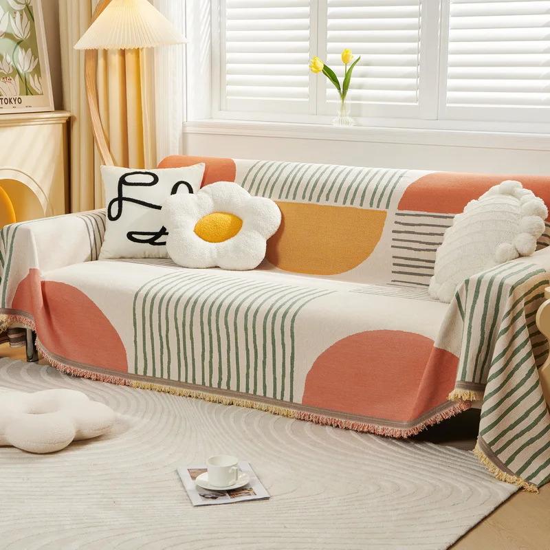 Chenille Geometry Sofa Towel Four Seasons Universal Sofa Towel Non-slip Printing Couch Blanket All Inclusive Cover Cloth Towel