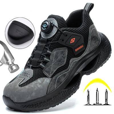 Arbeitssicherheitsschuhe mit gedrehtem Knopf für Herren und Damen, Schuhe mit Stahlkappe, unzerstörbare Sicherheitsstiefel, leichte Arbeits-Sneaker