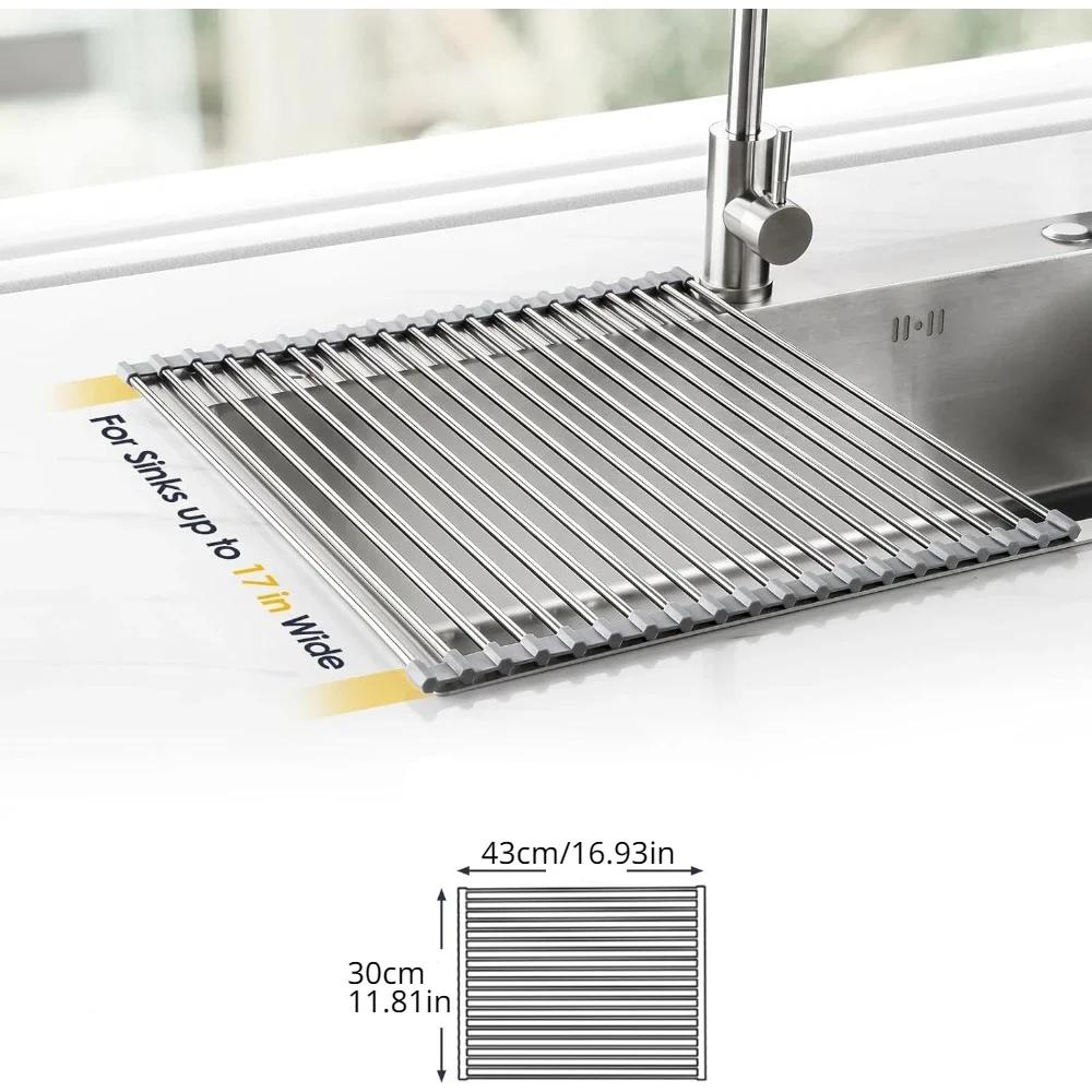 1pc Roll up Dish Drying Rack Over The Sink Kitchen Roll up Sink Drying Rack Portable Dish Drainer Foldable Dish Drying Rack