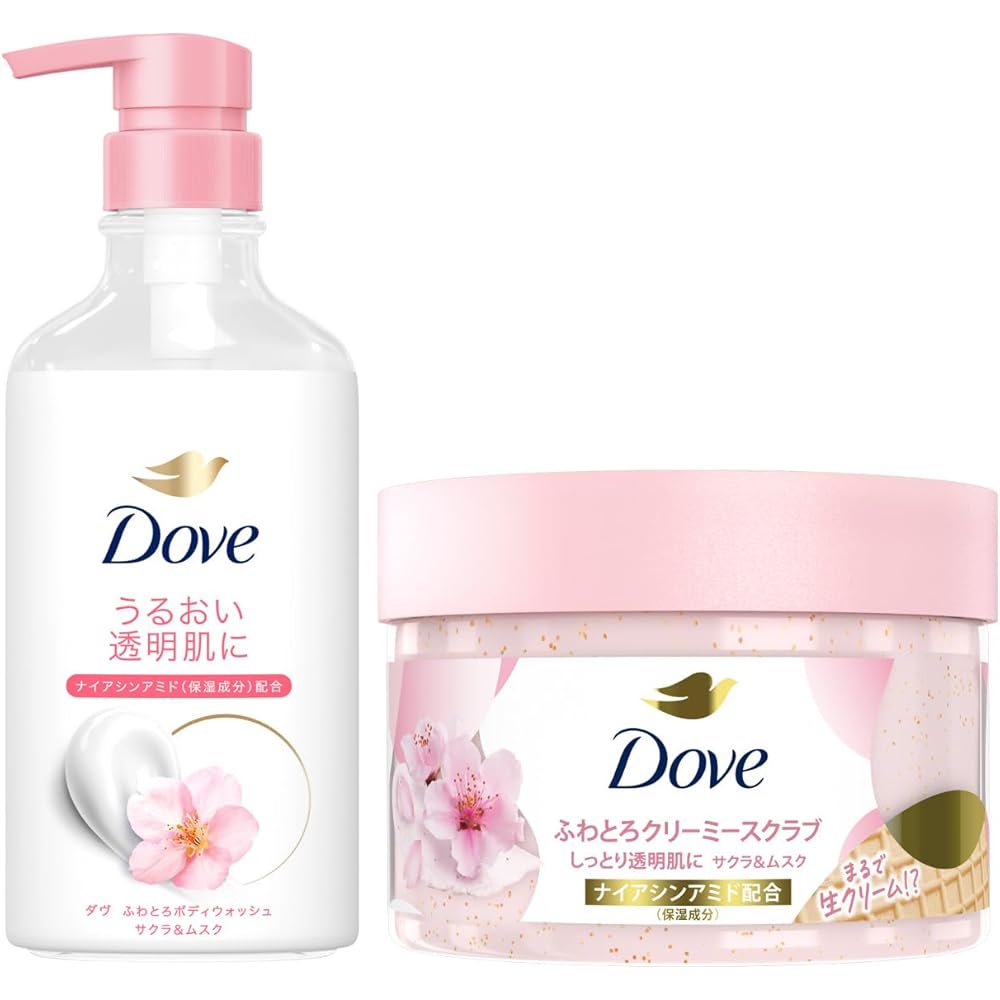 Гель для душа Dove Сакура и Мускус 450 г + Кремовый скраб Сакура и Мускус 298 г Набор для эксфолиации и ухода за телом