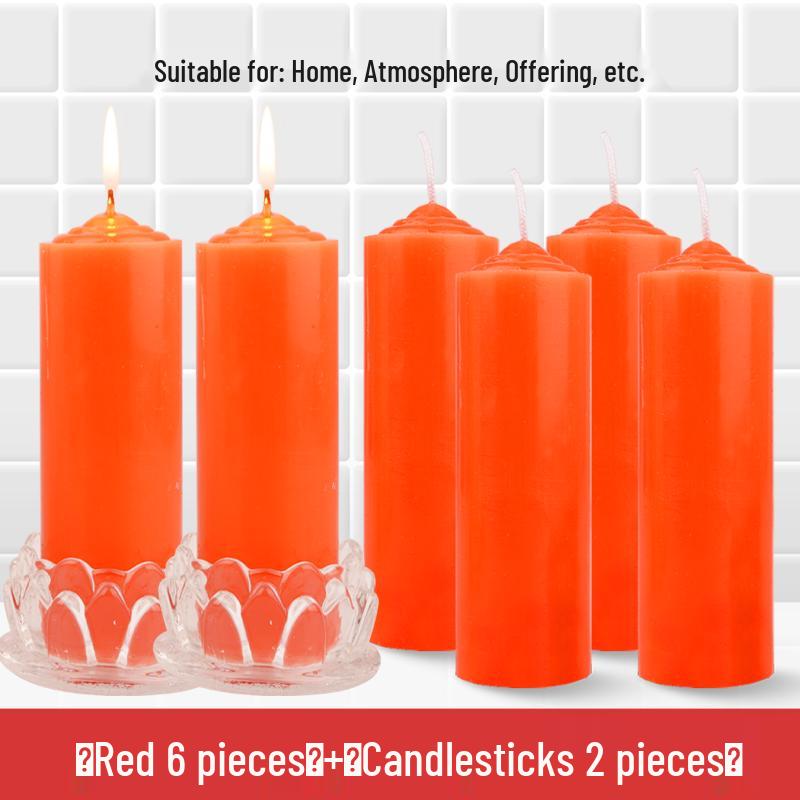 Smokeless Odorless Long-Lasting Emergency Candles: White, Yellow, Red, Thick Cylindrical for Holidays