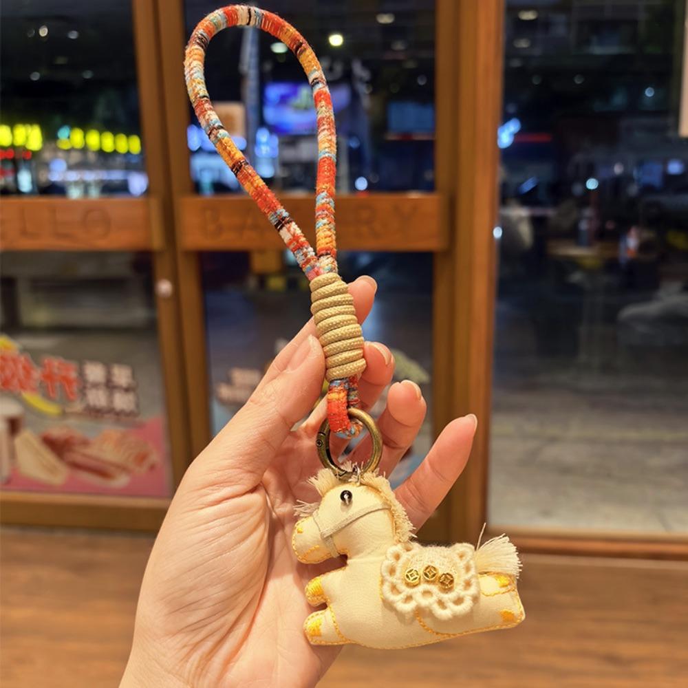 Chinese Style Pony Keychain Cartoon Stuffed Animal Keyring Kawaii Pony Pendant  Car Decoration