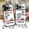 Travel Air Ticket Label Soft Phone Case For iPhone 15 16 17 Air 14 Pro Max 16E Plus 13 12 Mini Plating Anti-Fall Fundas