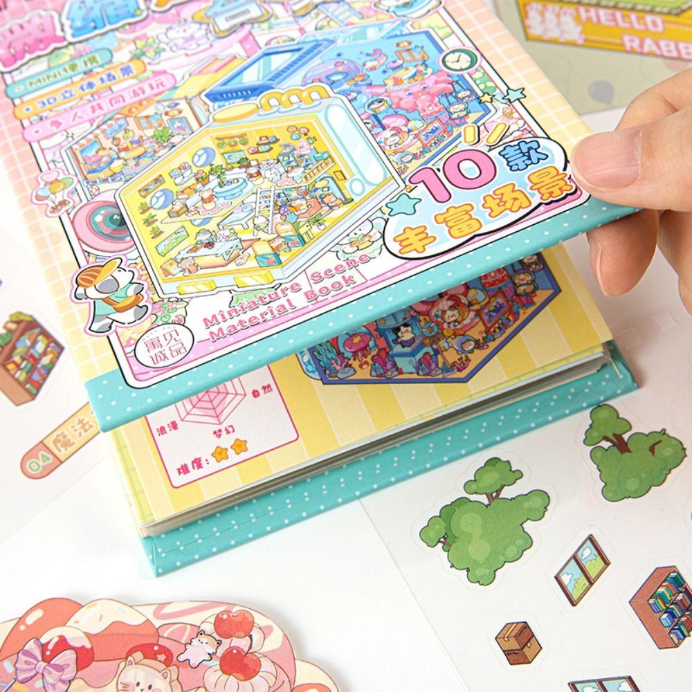10-in-1 3D Landscape Sticker Decompression DIY Cabin Scene Sticker Miniature Scene Collage  Gift