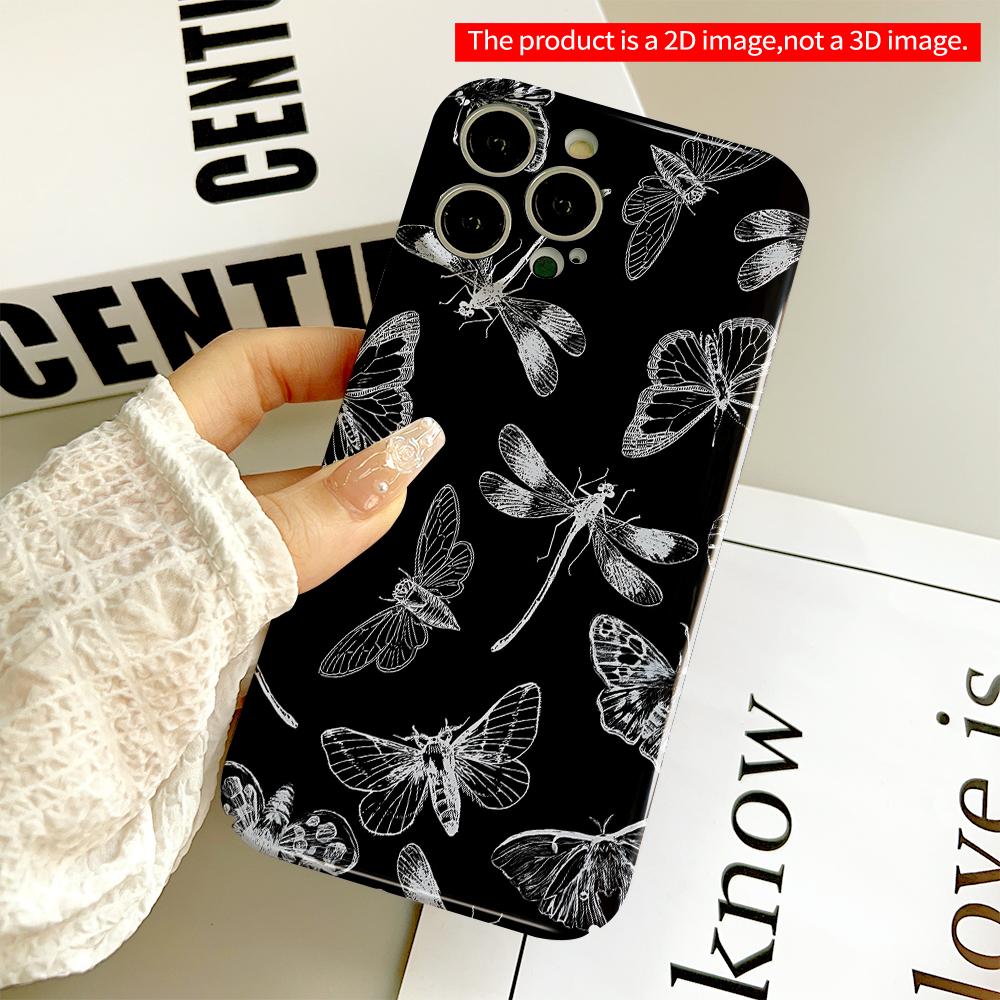 Black & White Insect Pattern Phone Case All Inclusive Film Hard Phone Case, Compatible with iPhone 18 Pro Max 17 16 15 14 13 12 11