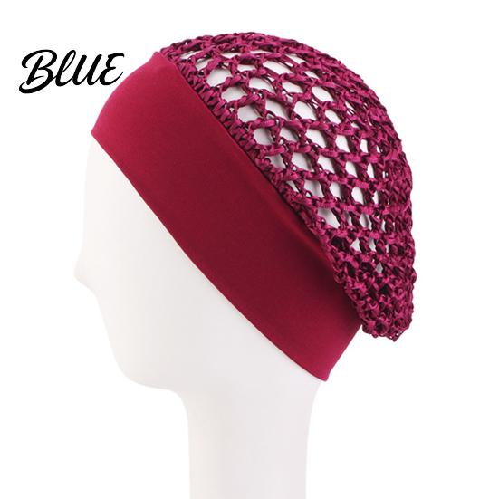 Crochet Hair Net Mesh Bonnet for Women, Breathable Polyester Sleeping Cap with Wide Anti Frizz Elastic Band, Lightweight Cove Wig Styling And