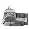 School bag, women's backpack, four-piece set, junior high school student backpack, campus college backpack.