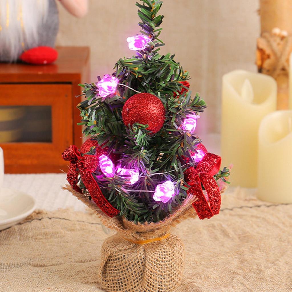 Mini Desktop Christmas Tree Seasonal Decor With LED Light Miniature Table Christmas Tree For Office Home Store Dormitory Bedroom