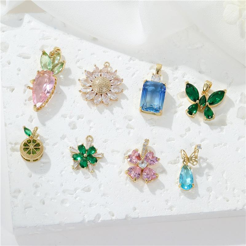 Übertriebene vergoldete Halskette mit 14 Karat Gold Schmetterling Anhänger, Kristall DIY Zirkon Einzelanhänger, Schmuck reines Kupfer