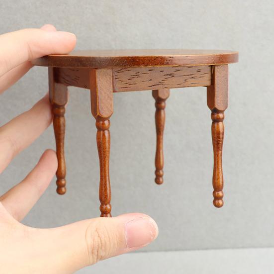 Miniature Dining Table Chair Set Handmade 1:12 Miniature Furniture Retro Doll Mansion Furniture for Girls Boys Pretend Play