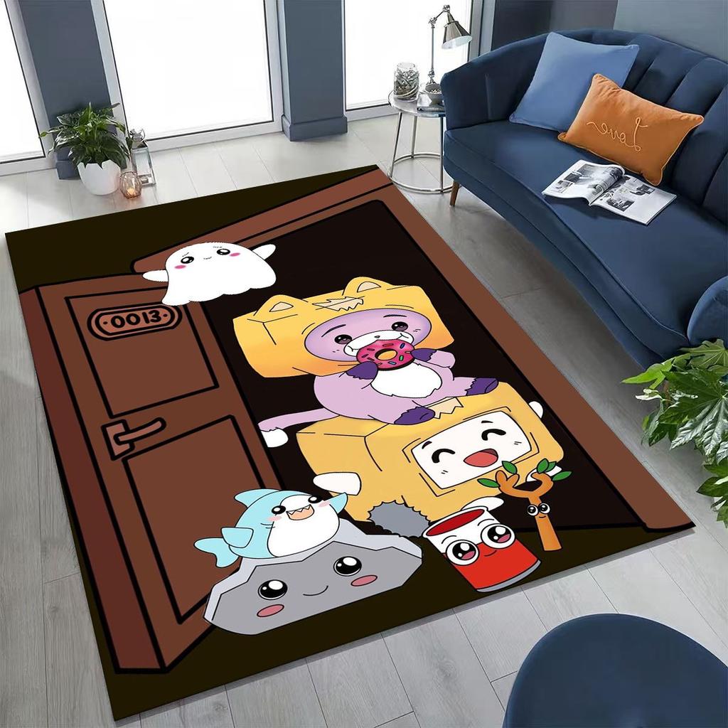 Tappeto Cartoon Lankybox Carino Foxy Boxy Rocky per Camera da Letto Soggiorno Divano Casa Zerbino Decorazione, Tappetino Pavimento Grande Antiscivolo per Bambini