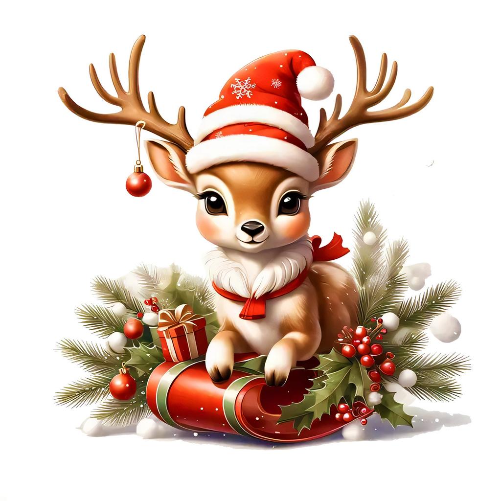 Christmas Cute Deer Christmas Hat Window Stickers Home Wall Stickers