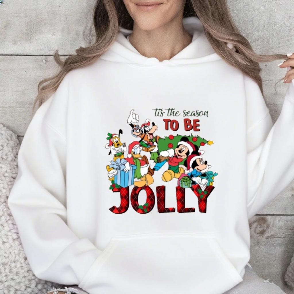 Disney Οικογενειακές Εμφανίσεις, Χριστουγεννιάτικο Πολύχρωμο Φούτερ με Κουκούλα Mickey Mouse, Μοντέρνο Αμερικανικό Brand Casual Φαρδύ Τοπ