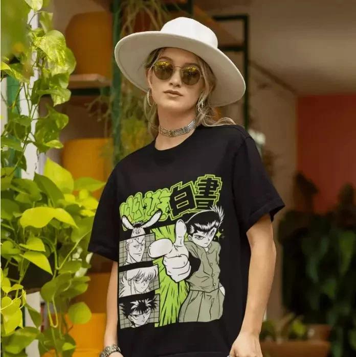 Anime Yu Yu Hakusho Tshirt Yusuke Hiel Kuwabara And Kurama Black Tee S