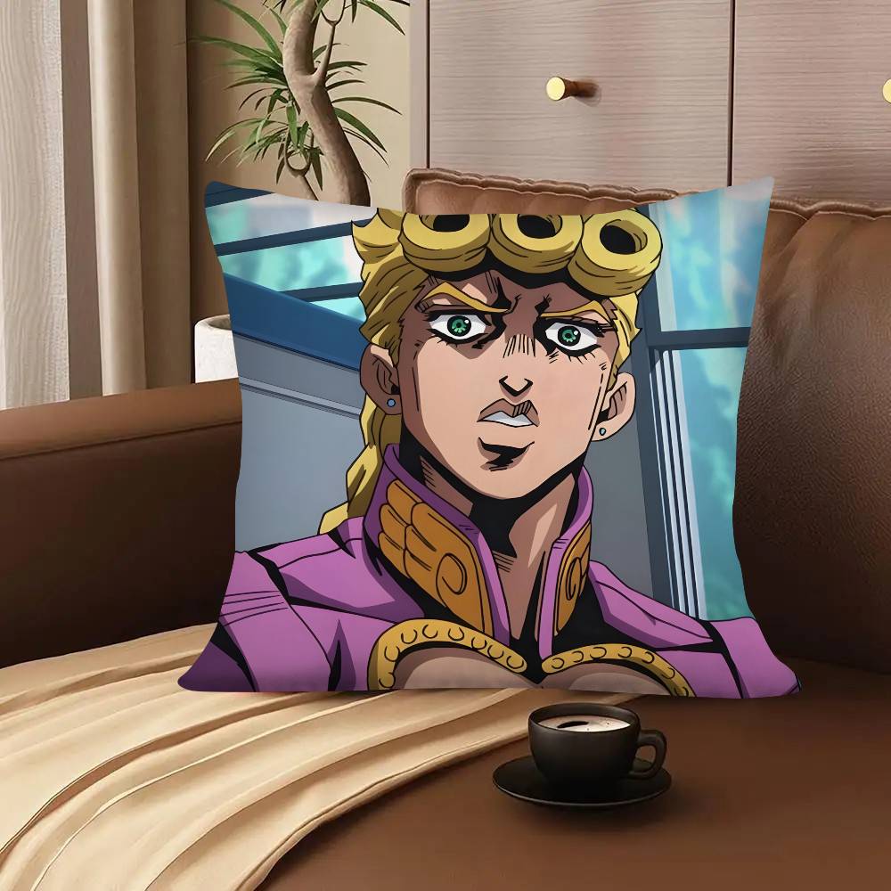 

1pc Cartoon Character Giorno Pillow Case Fashion Square Pillowcase Bedroom Sofa Room Ins Decoration Leisure 16x16Inch