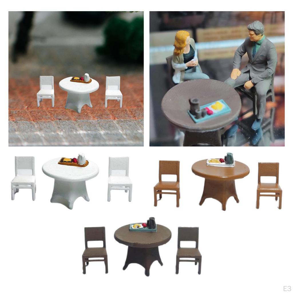 3 Pieces 1/64 Desk Chair Set Beach Scenery DIY Projects Fairy Garden S Scale Collections Micro