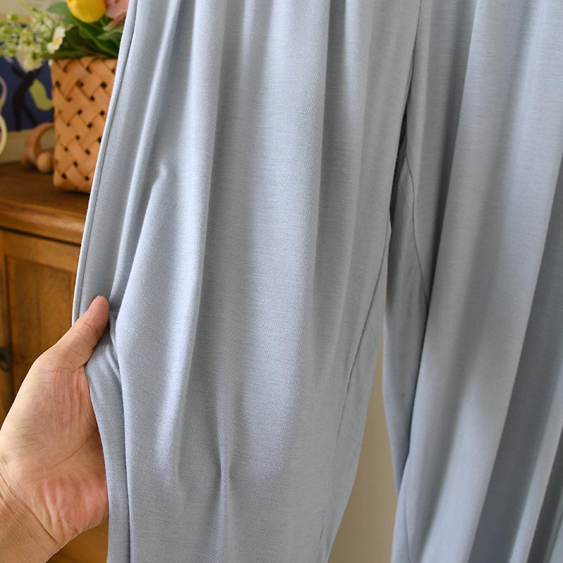 Men’s Casual Modal Pajamas Set: Long Sleeve & Pants with Pockets, Loose Fit, Plus Size, Perfect for Spring and Autumn