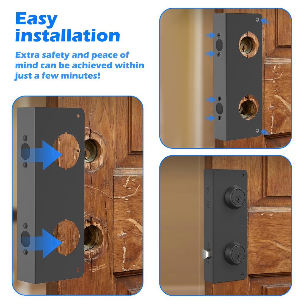 Stainless Steel Lock and Door Reinforcement Plate Heavy Duty Security Repair Plate for 1-3/4 In Thick Doors for Reinforcing and
