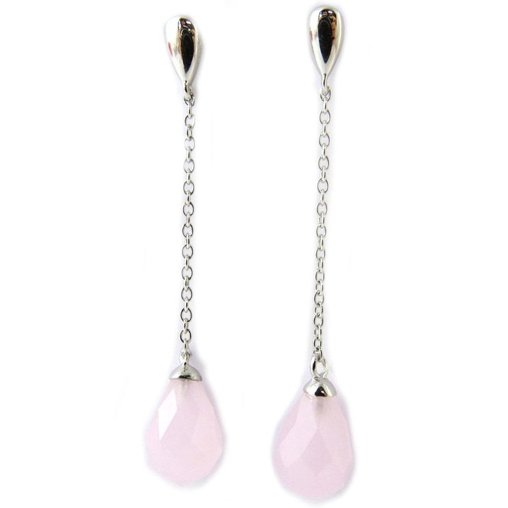 Les Trésors De Lily [N6888] - Pink 'Linda' Silver Earrings (rhodium-plated) - 44x8 Mm