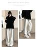 Women's American-Style High-Waisted Wide-Leg Striped Sweatpants for Spring/Autumn