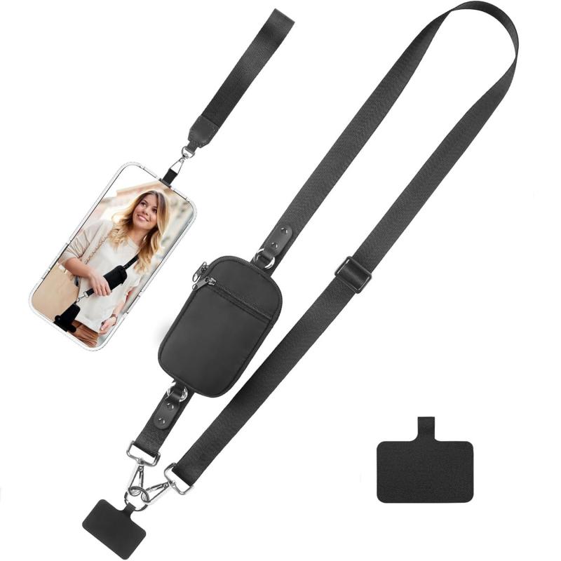 Nylon Phone Strap, Clip And Go Strap For Phone With Wallet Detachable Adjustable Cell Phone Lanyard Wrist Leash, Crossbody Bag