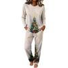 Women's Long Sleeve Round Neck Wide Leg Pajama Set Casual Sleepwear