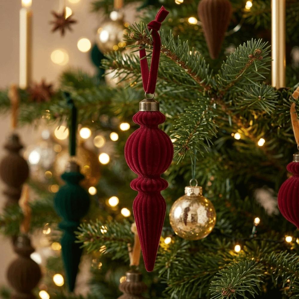 6PCS Oddly Shaped Flocked Finial Christmas Ball Christmas Finial Ball Pendants  Christmas