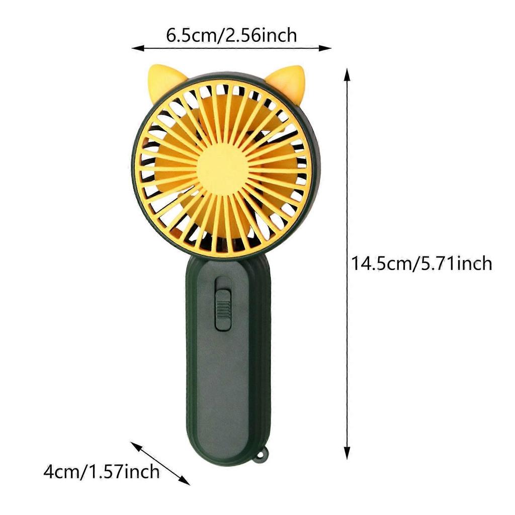 Handheld Fan Rechargeable Portable Portable Fan for Outdoor Hiking Commuting Green