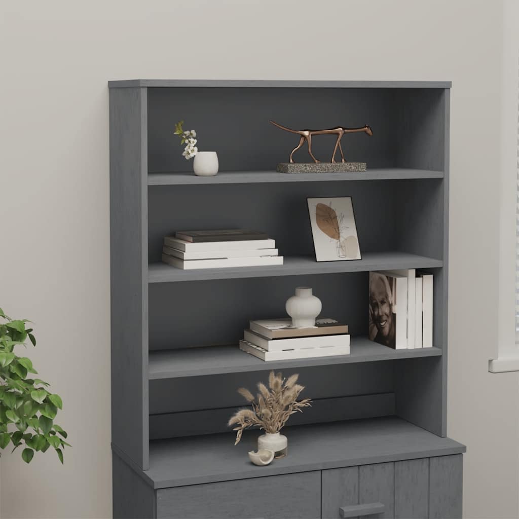 Vidaxl Nadstawka Hamar, Ciemnoszara, 90X30X100 Cm, Lite Drewno Sosnowe